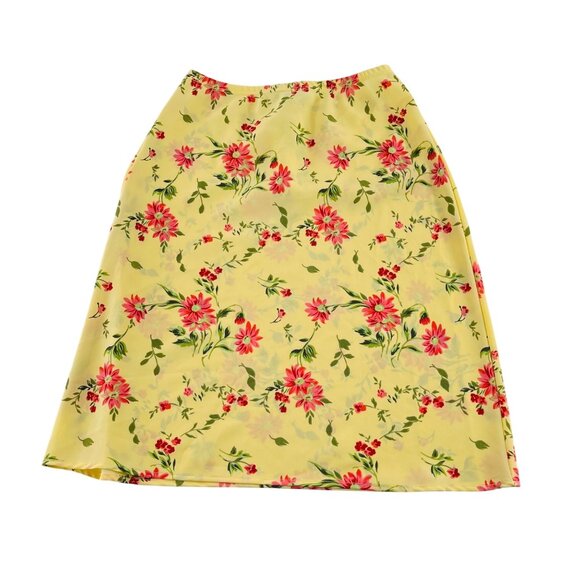 My Michelle Womens Floral A-Line Skirt Yellow Red Flower Print Size Small 90s - Picture 1 of 5